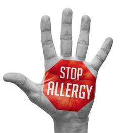 Stop Allergy Sign Painted - Open Hand Raised.